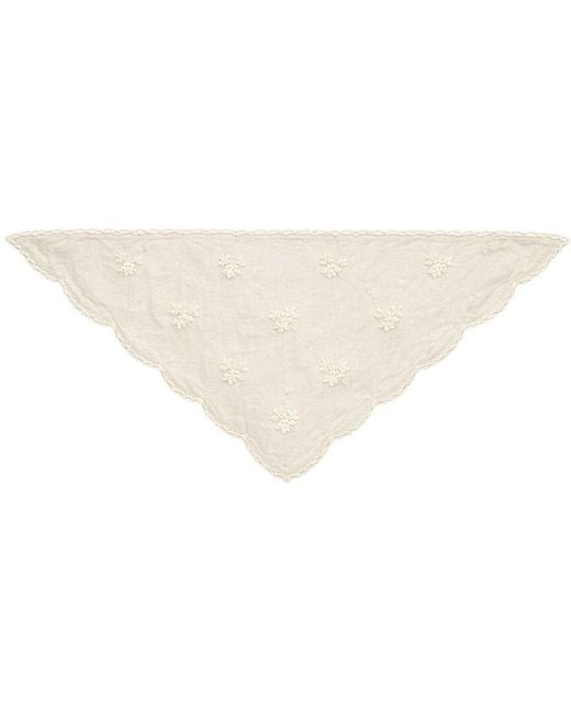 Saachi White Embroidered Gauze Bandana