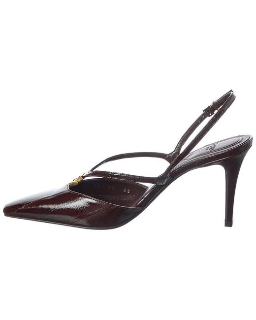 Fendi Metallic Ffold Leather Slingback Pump