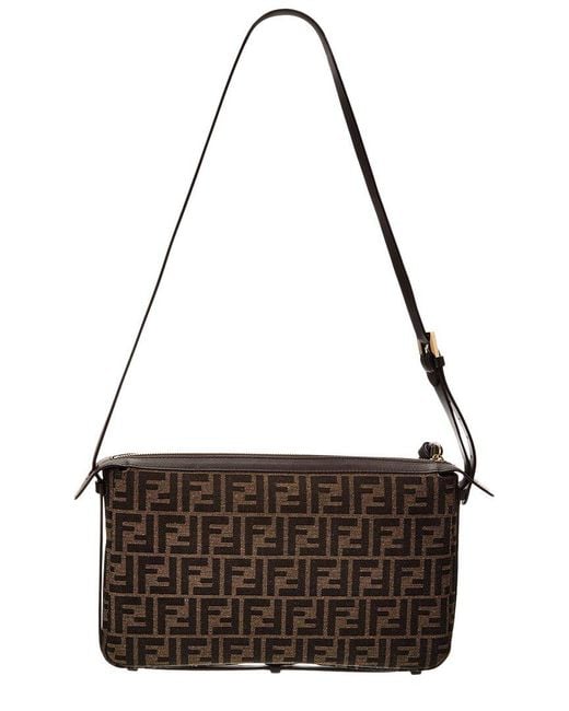 Fendi Black Simply Medium Ff Jacquard & Leather Shoulder Bag