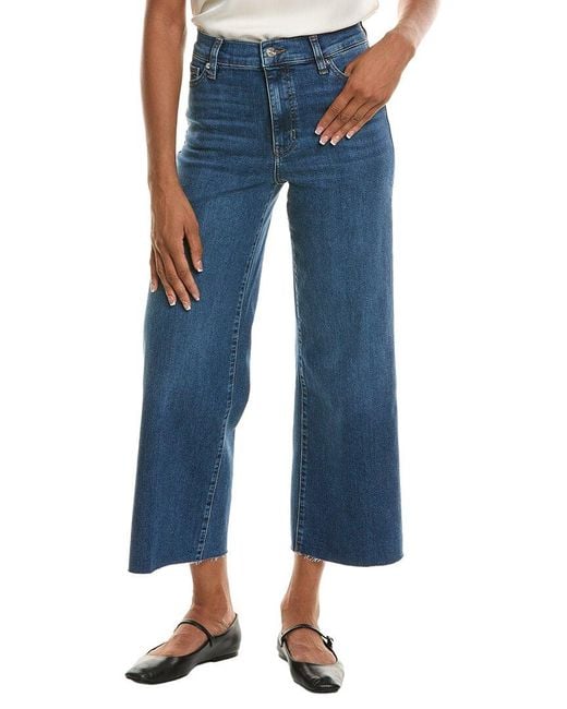 FRAME Blue Le Slim Elixir Raw After Palazzo Crop Jean