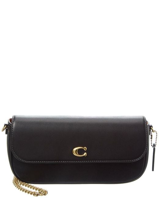 COACH Black Brook Flap Leather Chain Bag
