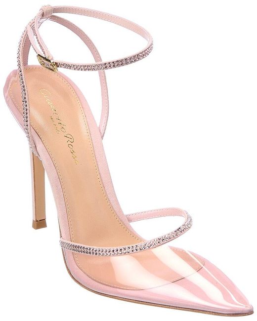 Gianvito Rossi Pink Crystal Sabin 105 Plexi & Suede Pump