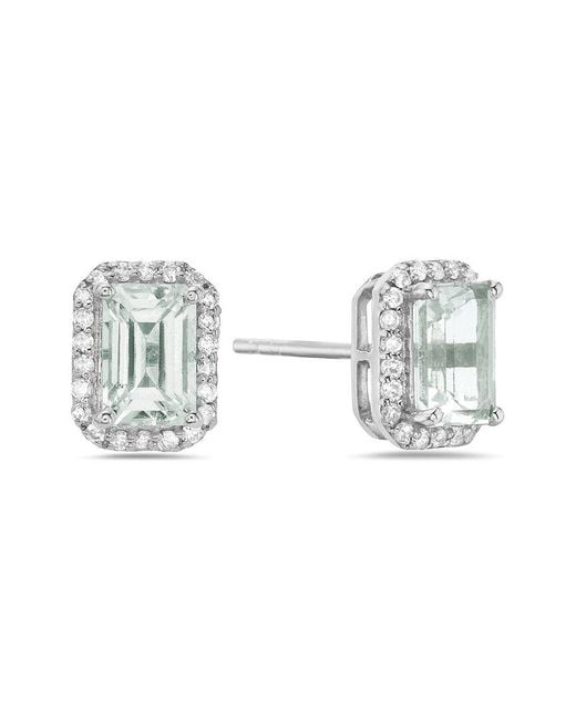 Forever Creations USA Inc. Multicolor Forever Creations 14k 1.23 Ct. Tw. Diamond & Aquamarine Halo Earrings