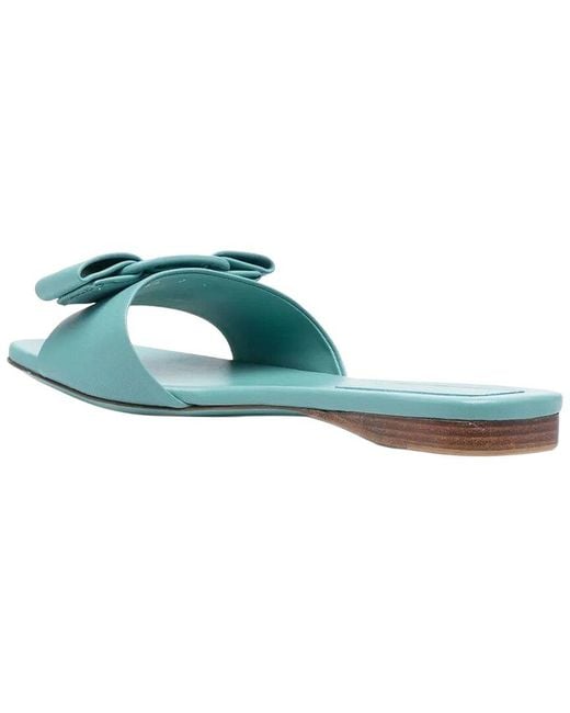 Ferragamo Blue Bow Leather Slide
