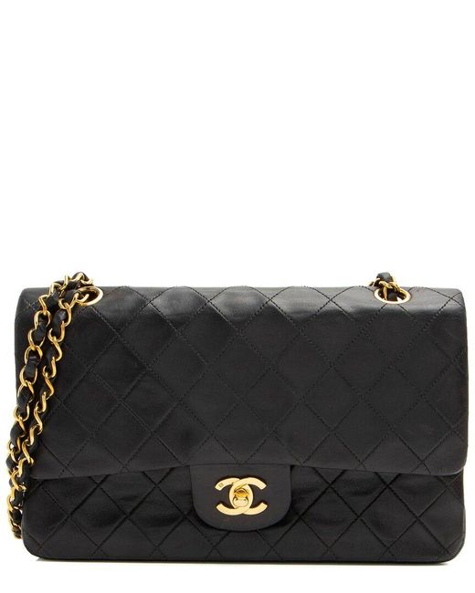 Chanel Black Lambskin Classic Medium Double Flap Bag (Authentic Pre-Owned)