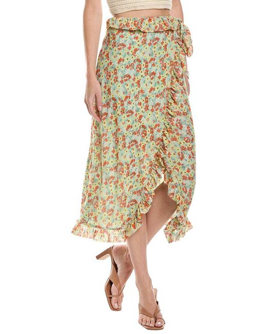 Ganni Natural Mesh Ruffle Midi Skirt