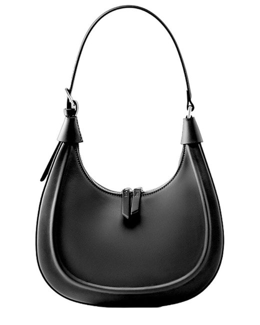 Adele Berto Black Leather Shoulder Bag