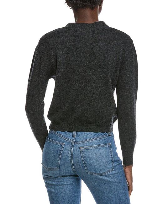 Brodie Cashmere Black Boxy Little Wool & Cashmere-Blend Cardigan