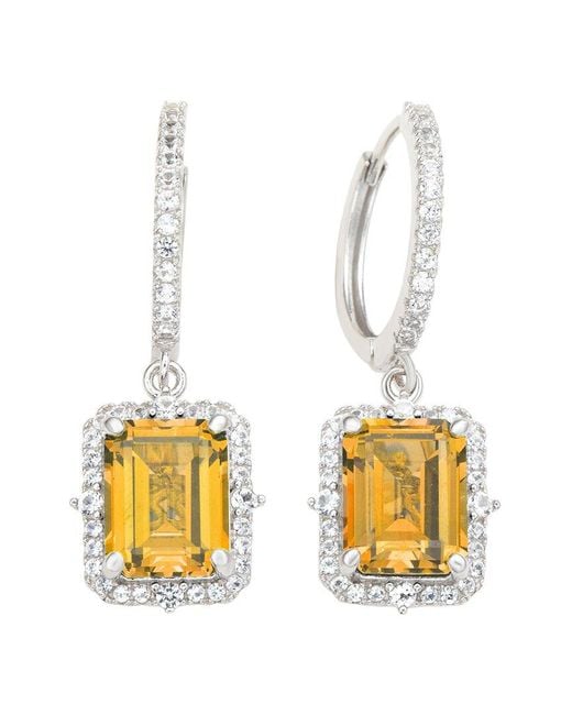 Suzy Levian Metallic 0.02 Ct. Tw. Diamond & Gemstone Halo Dangling Earring