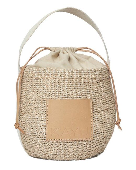 Kayu Natural Mila Straw Bucket Bag
