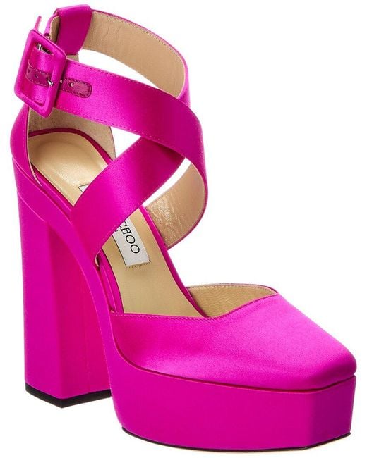 Jimmy Choo Pink Gian 140 Satin Platform Pump