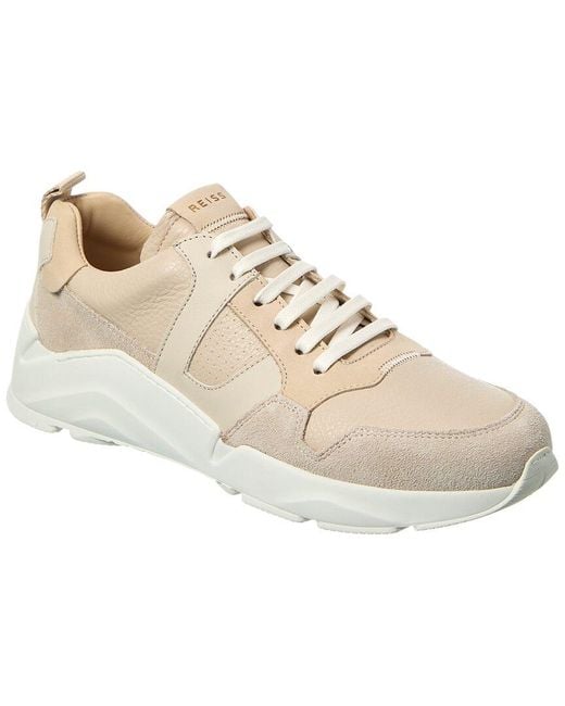 Reiss Natural Shelton Leather & Suede Sneaker