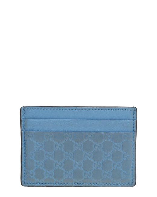 Gucci Blue Microssima Leather Card Holder