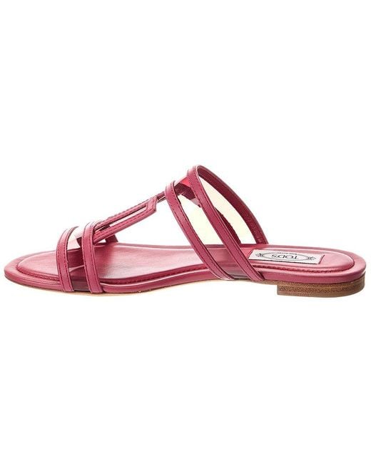 Tod's Pink Leather & Vinyl Sandal