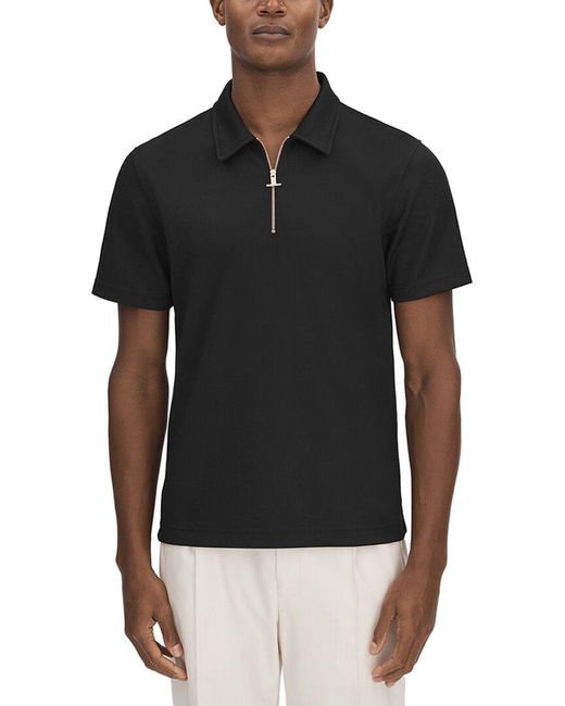 Reiss Black Floyd Half Zip Texture Top for men