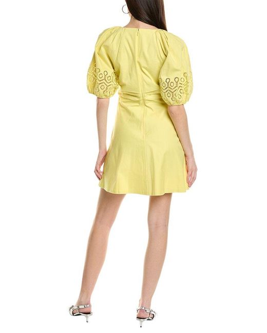 Tanya Taylor Yellow Lacey Mini Dress