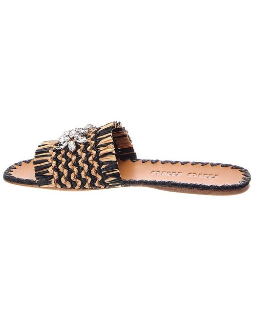 Miu Miu Brown Raffia Sandal