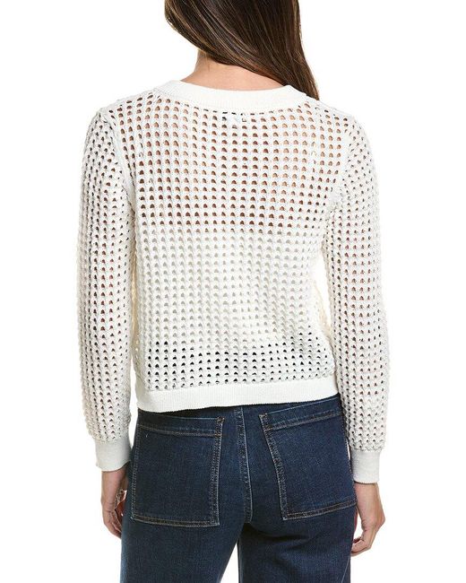 Cece White Texture Mesh Long Sleeve Cardigan