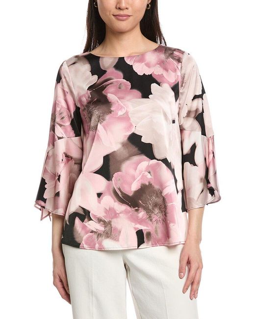 Anne Klein Pink Flare Cuff Blouse