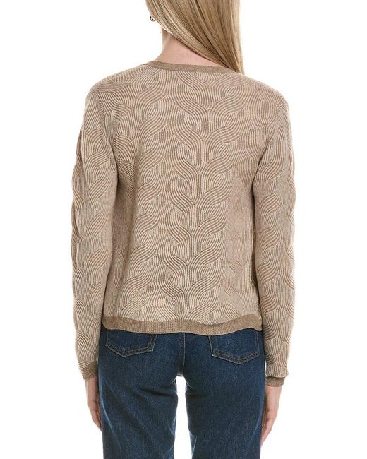 Sofiacashmere Natural Two Tone Brioche Cable Wool & Cashmere-Blend Cardigan
