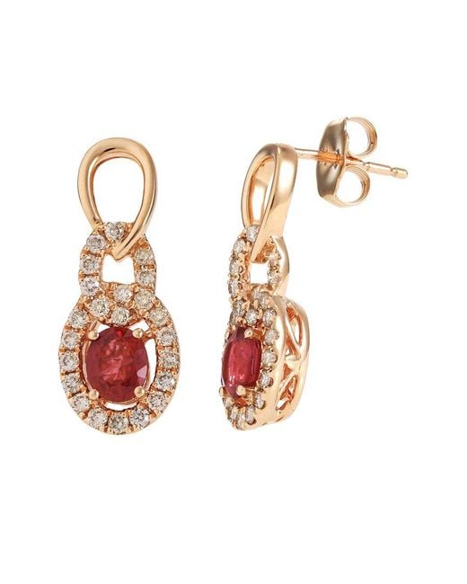 Le Vian White Le Vian 14k Strawberry Gold 1.22 Ct. Tw. Diamond & Ruby Earrings