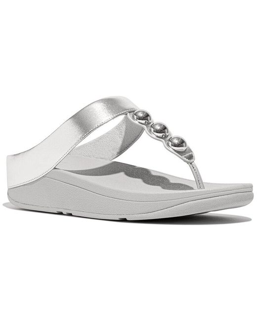 Fitflop White Fino Mirror-Dome Leather Sandal