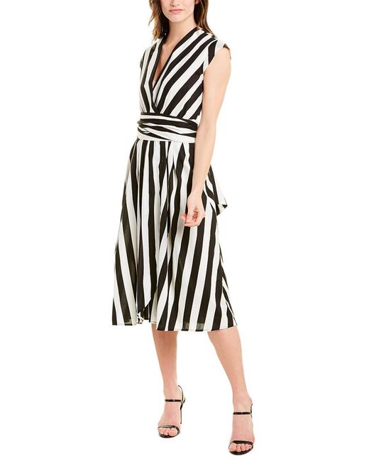 Marella Stripe Wrap Dress in Black | Lyst