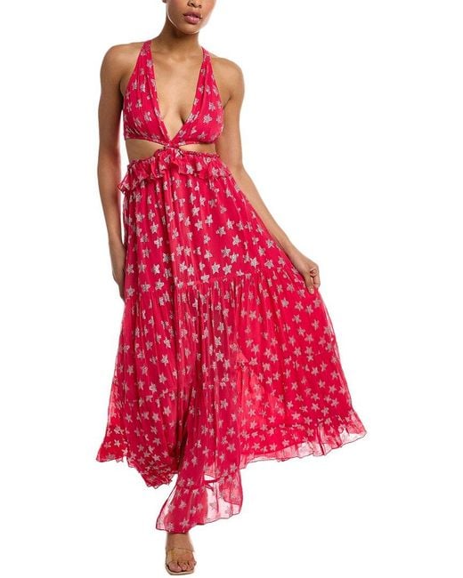 Rococo Sand Red Cutout Waist Maxi Dress