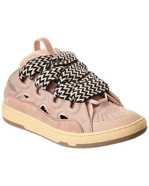Lanvin Pink Curb Leather & Mesh Mule Sneaker