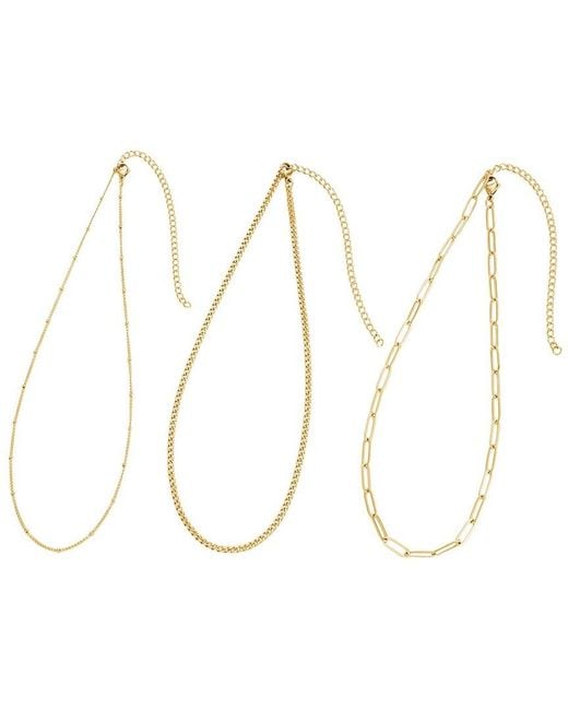 Adornia Metallic 18K Plated Stainless Steel Tarnish-Resistant Necklace Set