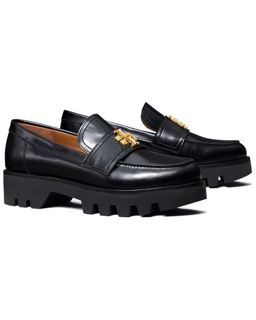 Tory Burch Black Mini Everly Chunky Loafer Leather Loafer