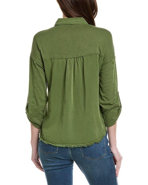 XCVI Green Knapp Button-Up Top