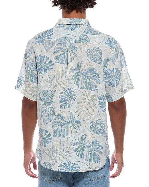 Tommy Bahama Blue Grand Monstera Linen-Blend Shirt for men
