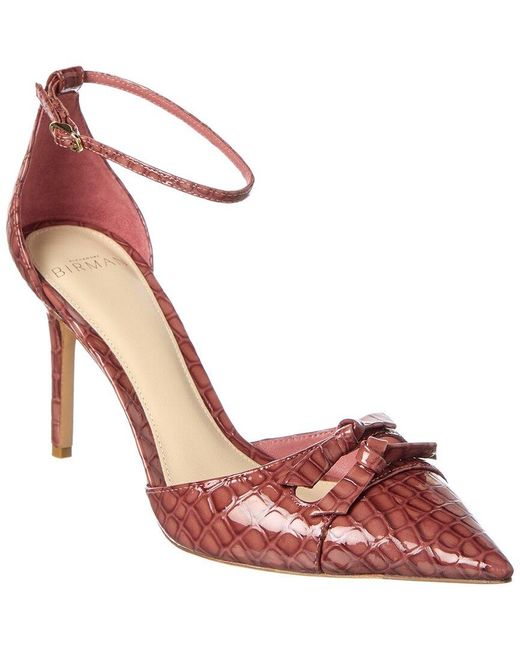 Alexandre Birman Pink Kate 85 Croc-Embossed Patent Pump