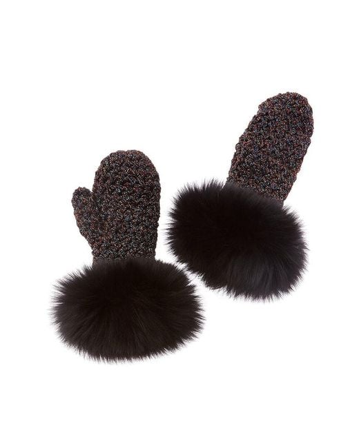Surell Brown Fleece-Lined Knit Mittens