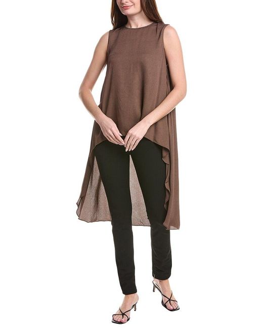 Fabiana Filippi Brown Asymmetric Sleeveless Top