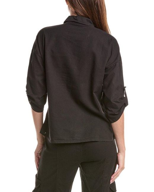 XCVI Black Carrie Linen-Blend Shirt