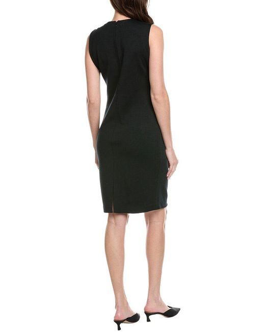 St. John Black Milano Knit Wool-Blend Sheath Dress