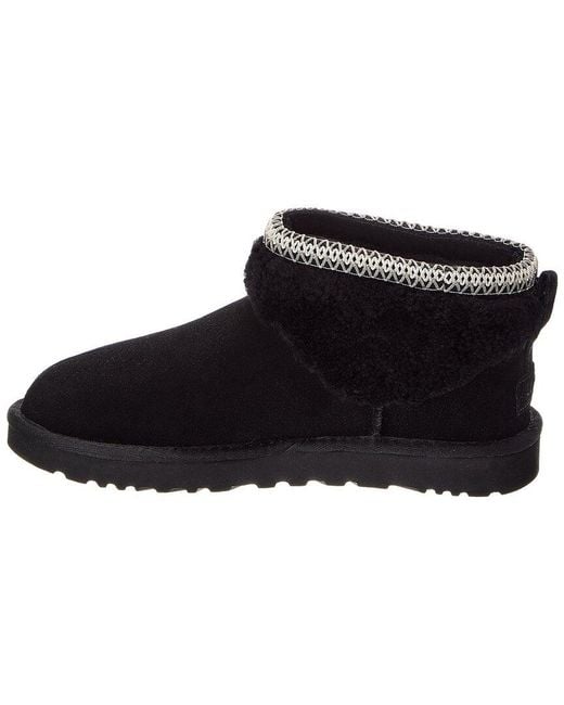 Ugg Black W Classic Ultra Mini Maxi Curly Suede & Sherpa Bootie