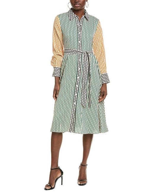 Gracia Green Tie Waist Shirtdress