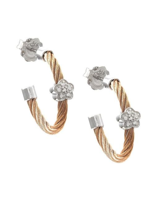 Diamond Select Cuts Metallic Clover & Stainless Steel 0.04 Ct. Tw. Diamond Earrings