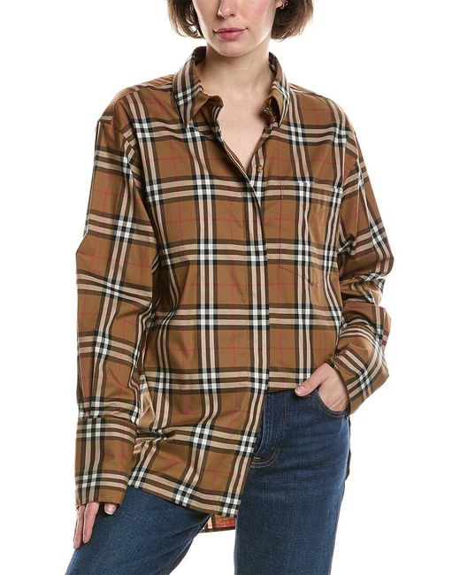 Burberry Brown Check Button Shirt