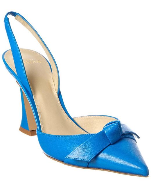 Alexandre Birman Blue Clarita Bell 85 Leather Slingback Pump