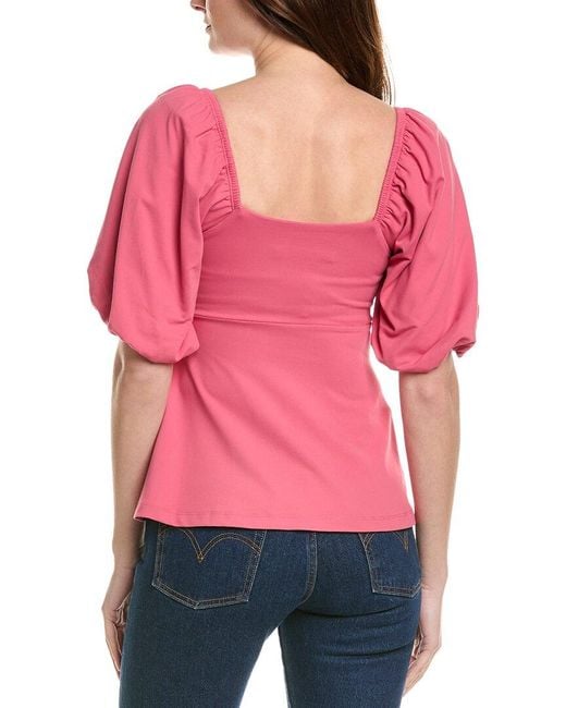 Susana Monaco Red Puff Sleeve Top