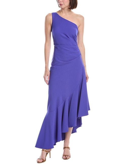 Eliza J Purple One Shoulder Solid Maxi Dress