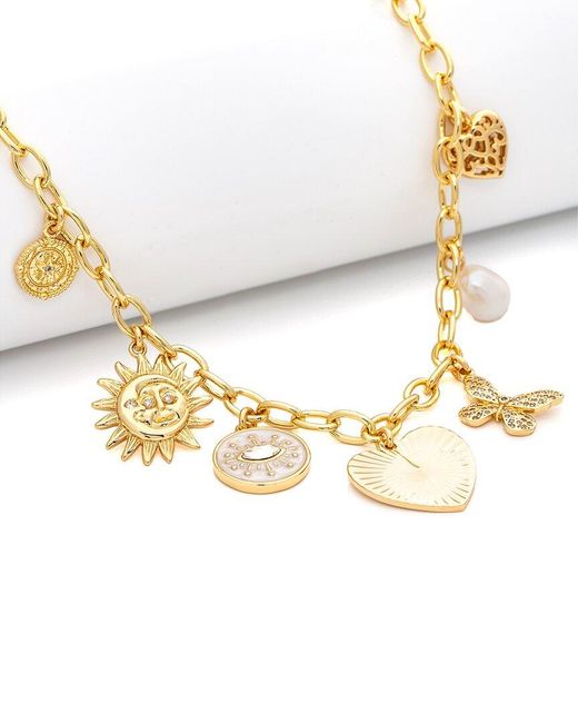 Rivka Friedman Metallic 18K Plated Cz Charm Necklace