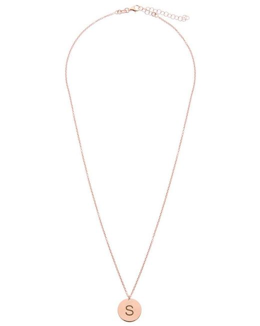 Italian Gold Over Silver Pink Initial Disc Pendant Necklace -Z)