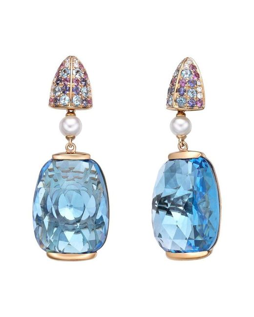 TIRAMISU Blue 18k Rose Gold 44.74 Ct. Tw. Gemstone Earrings
