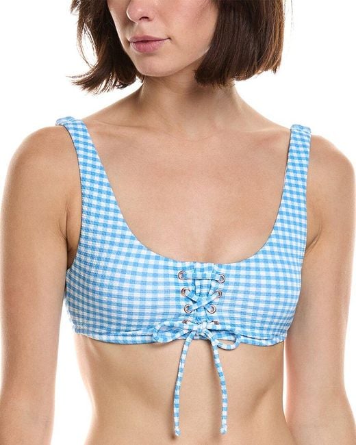 Raisins Blue Lace Up Swim Top