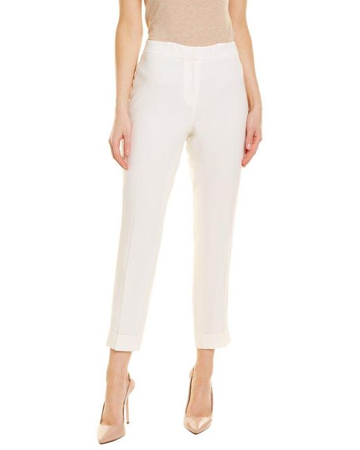 Lafayette 148 New York White Petite Clinton Cuffed Pant